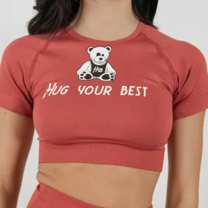 CROP TOP PERFORMANCE AUTUMN RED - MANICA CORTA