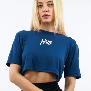 T-SHIRT CROP NOBODY BLU NAVY