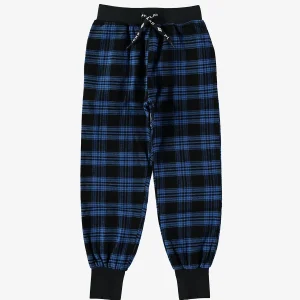 Pantalone jogger in flanella a quadretti blu e neri