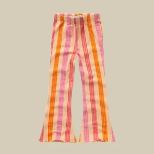 Leggings a zampa a righe multicolor