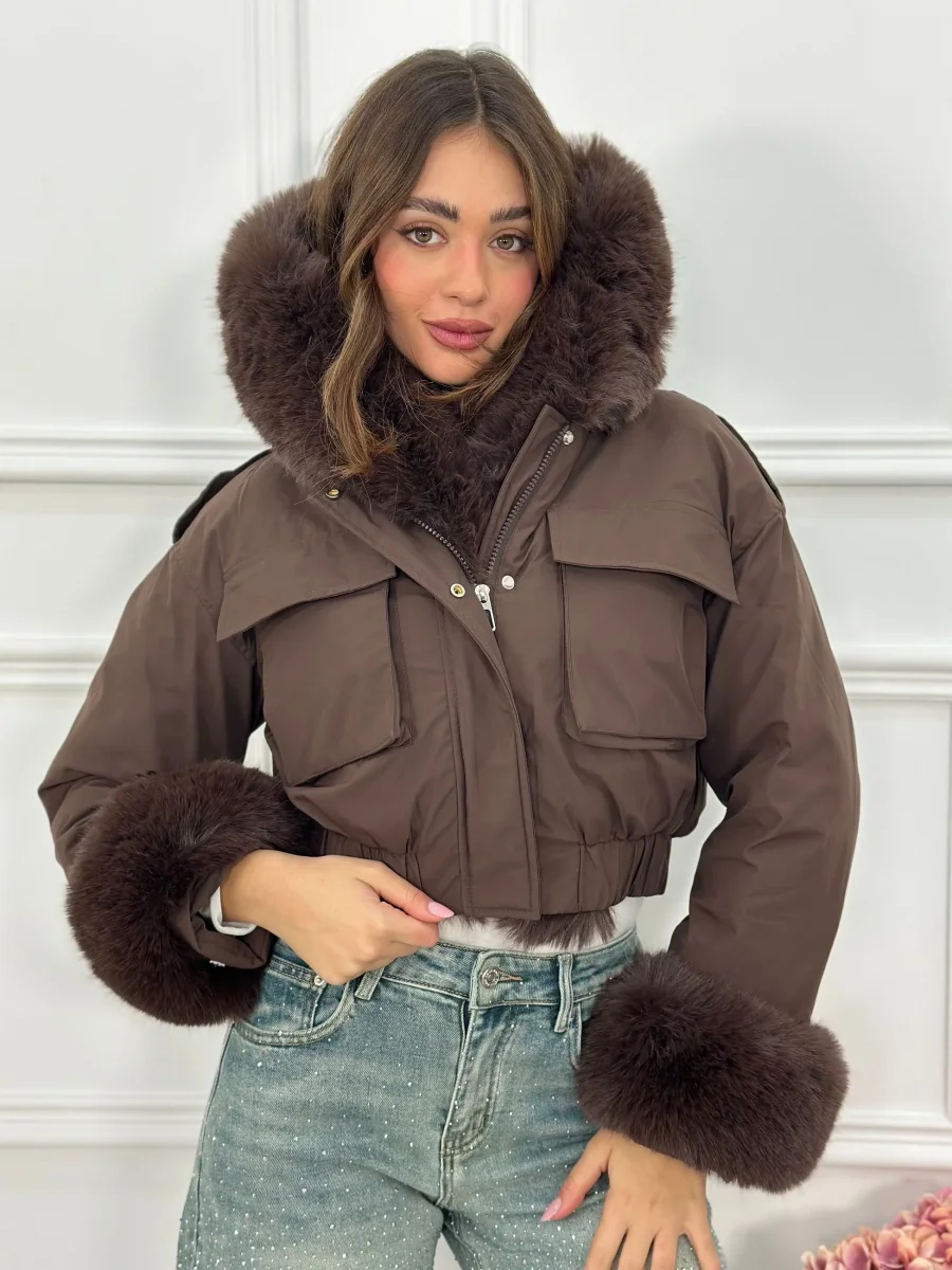 Giubbotto Crop Top Quality J8526 - immagine 3