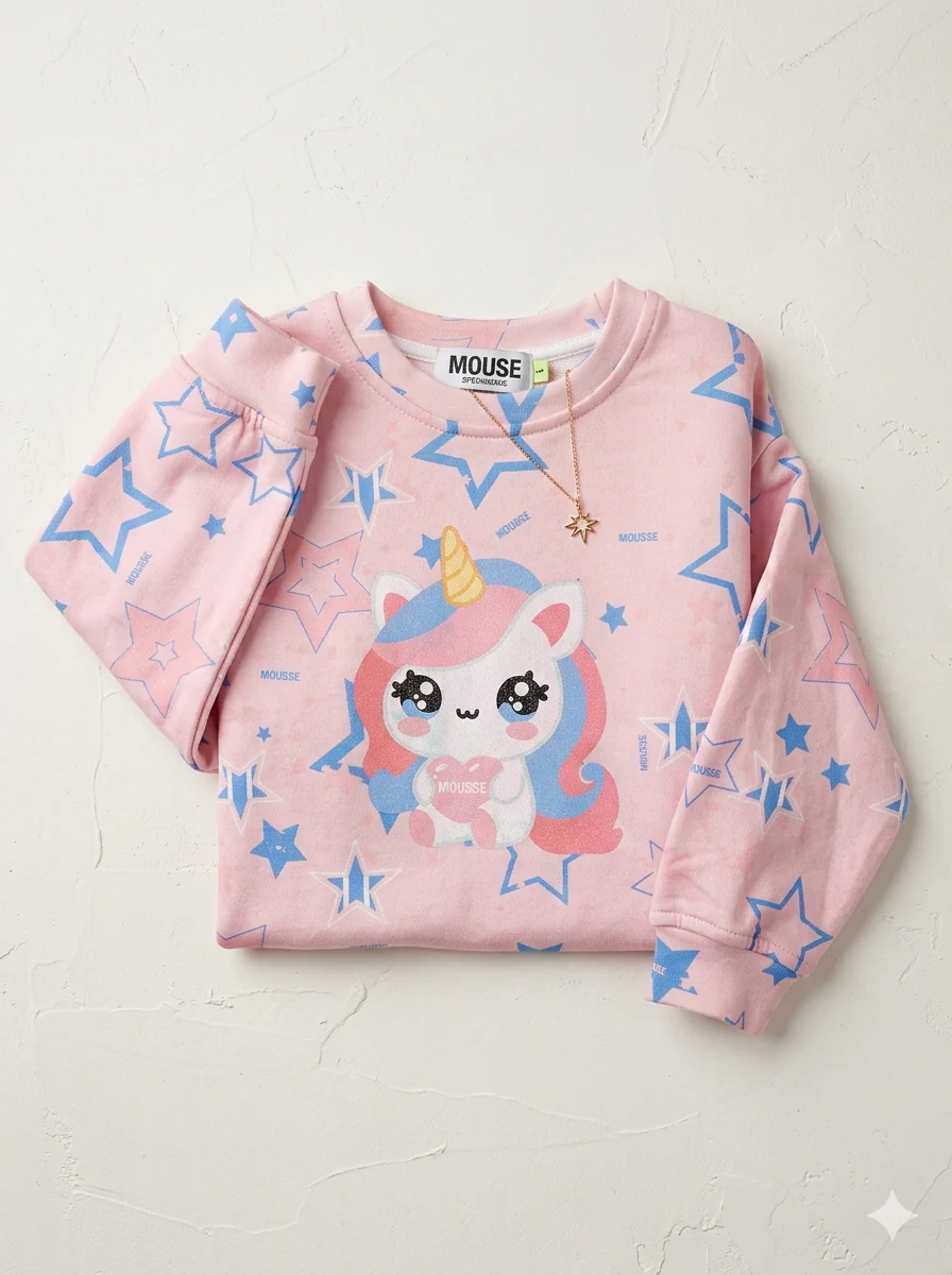 Felpa rosa Unicorn star - immagine 3
