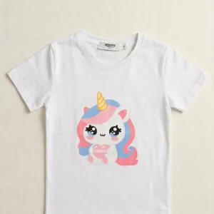 T-shirt bianca con unicorno