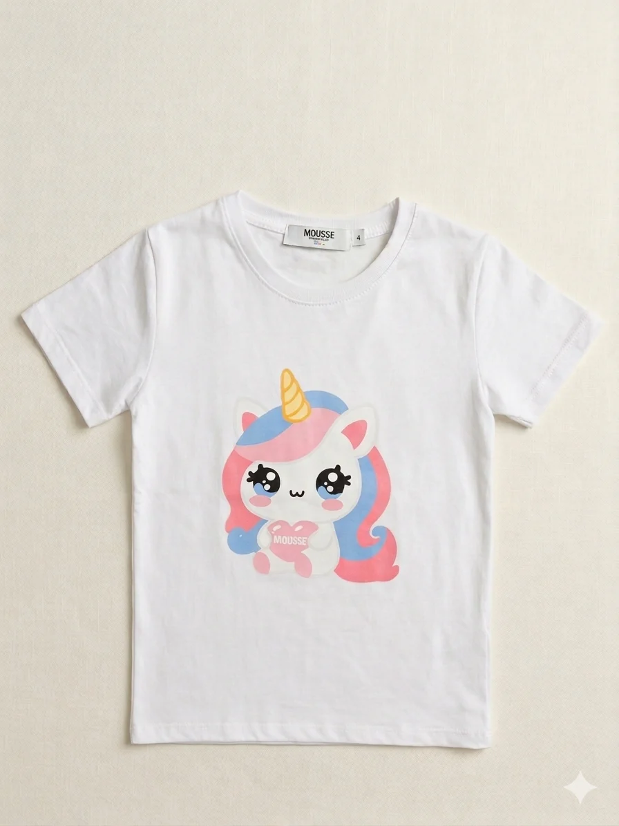 T-shirt bianca con unicorno - immagine 2