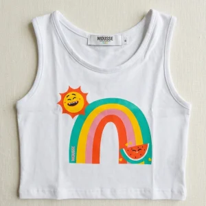 Canottierina bianca con arcobaleno