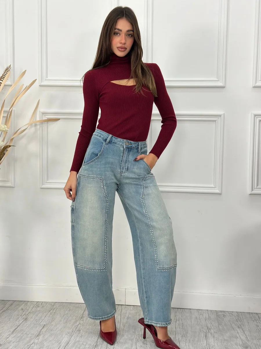 Jeans Balloon Strass 5005