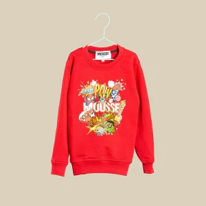 Felpa girocollo rossa con stampa Superfriends