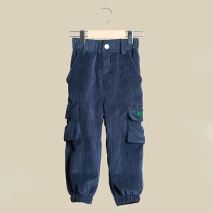 Pantalone cargo velluto a costine blu navy