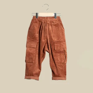 Pantalone baggy velluto a costine color tabacco