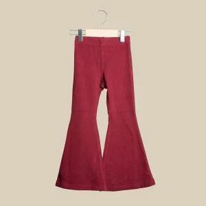 Pantalone scampanato in caldo cotone color granata