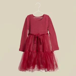 Vestito in caldo cotone color granata