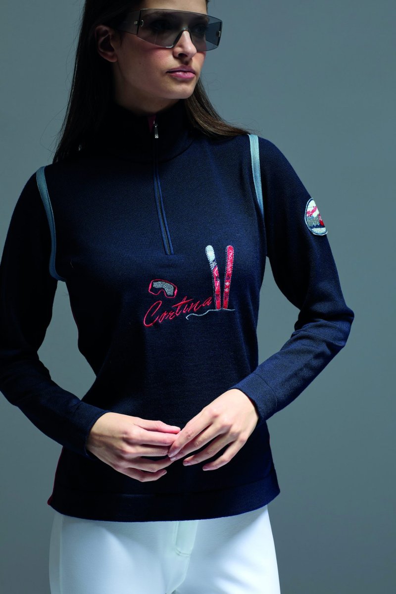 Sottotuta con scritta Cortina in merintech Valfurva - immagine 4