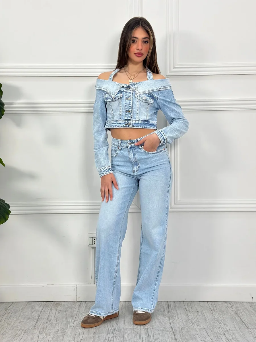 Giubbino jeans scollo a barca H2581 - immagine 3