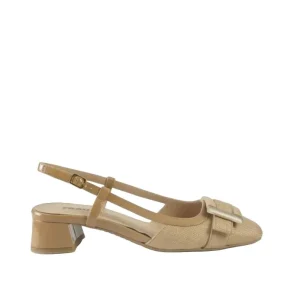 Frau Chanel Slingback in Tessuto e Vernice Noisette
