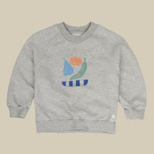 Felpa grigia con frutta