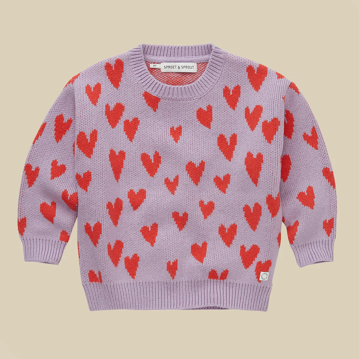 Maglione color lavanda con cuori - immagine 2