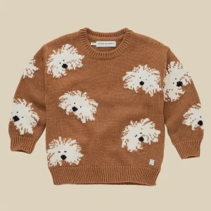 Maglione color tabacco con cani