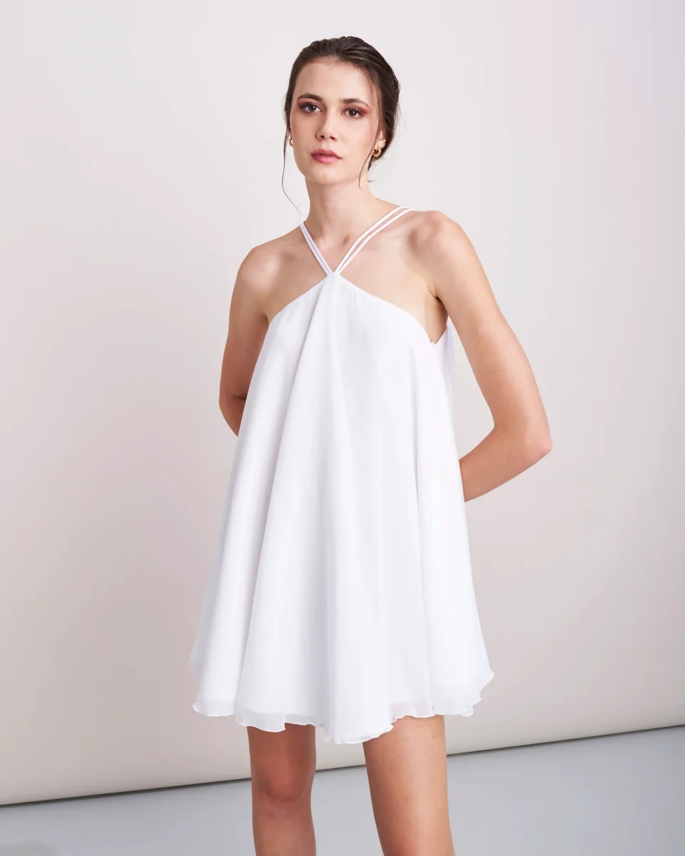 Abito corto con bretelle Milk - immagine 2