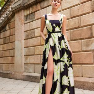 Abito lungo fantasia fiori