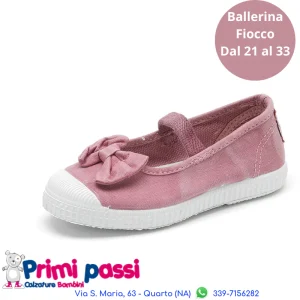 Ballerina Tela - Rosa Antico con Fiocco