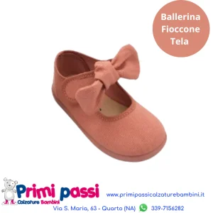 Ballerina Bianca Pique Fiocco Rosa