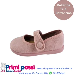 Batilas Ballerina Bottoncino Tela Rosa Antico