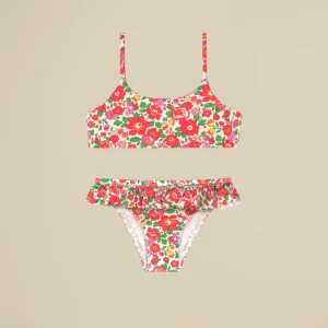 Bikini in Lycra Liberty fiori rossi