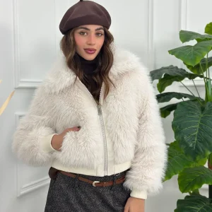 Giubbotto Crop in ecopelliccia