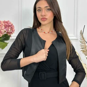 Giacca coprispalle con inserti in pelle evelo SCA980