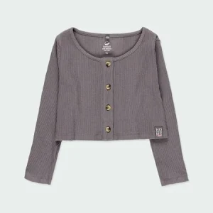 Giacca ragazza costine grigia