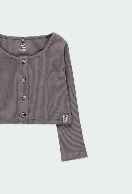 Giacca ragazza costine grigia - immagine 3