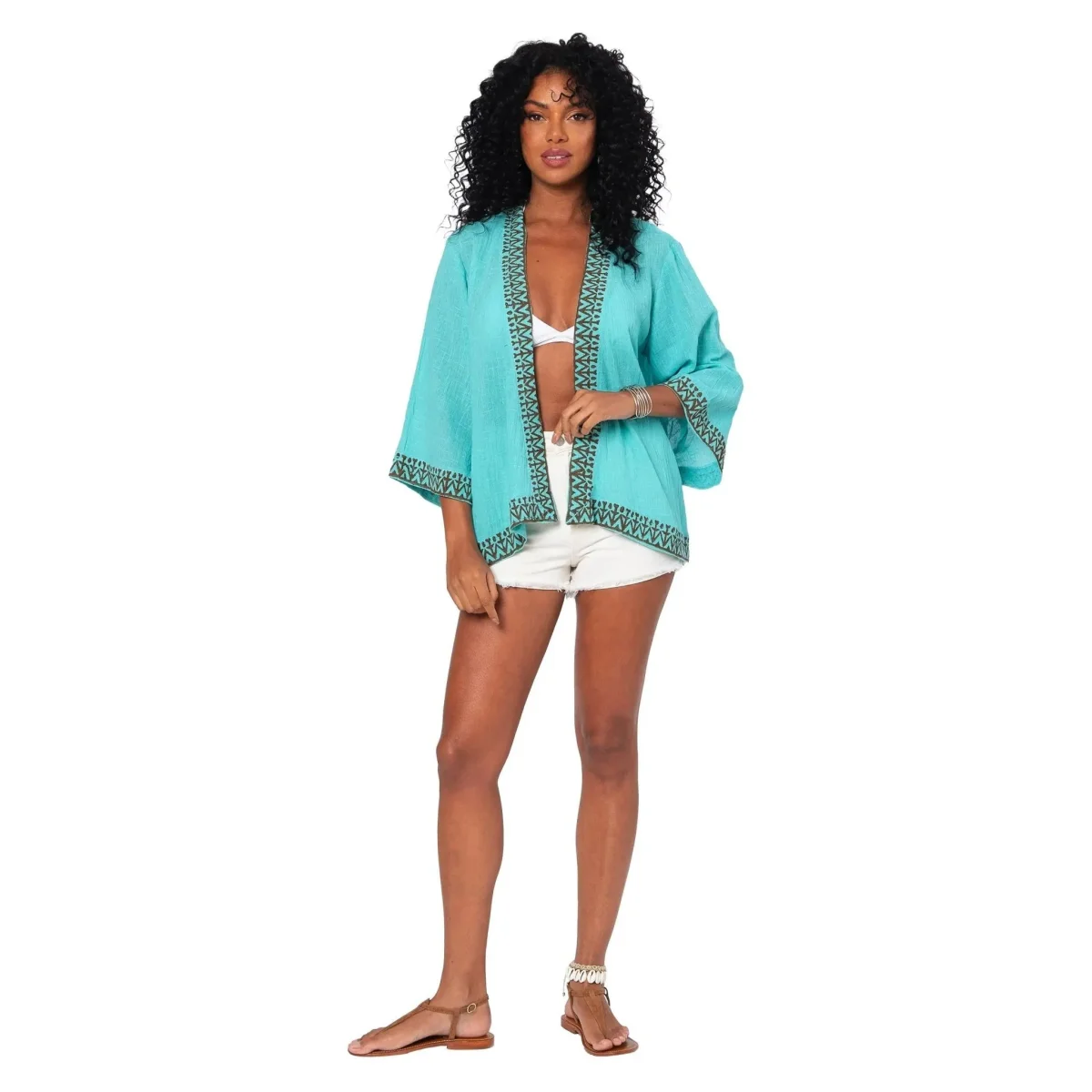 Kimono Estivo Corto Turchese