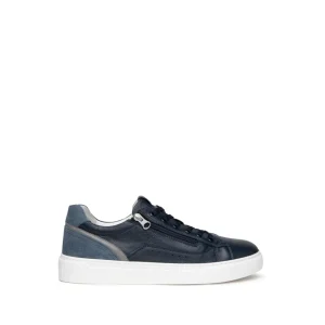 Nero Giardini Sneakers Uomo in Pelle Blu con Zip