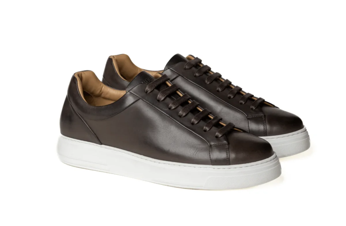 Sneakers Bassa Uomo Pelle Marrone - immagine 2