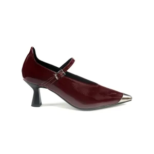 Decollete con Cinturino Bruno Premi a Punta in Vernice Bordo