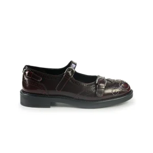 Ballerine Bruno Premi con Cinturini Monogramma e Borchie in Pelle Cherry