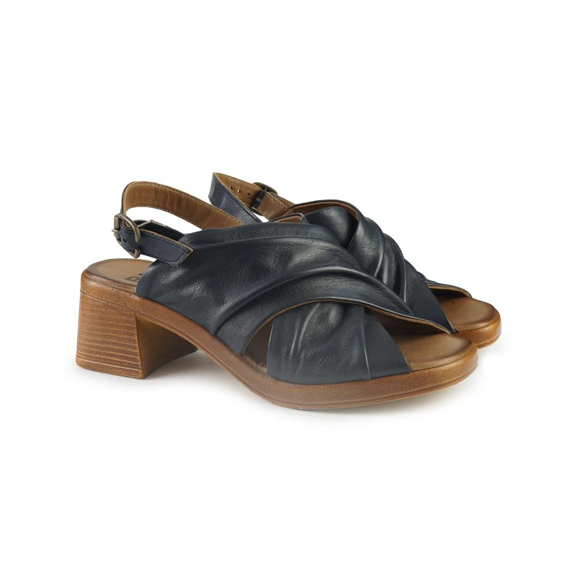 Bueno Sandali Donna con Tacco in Pelle Blu - immagine 4