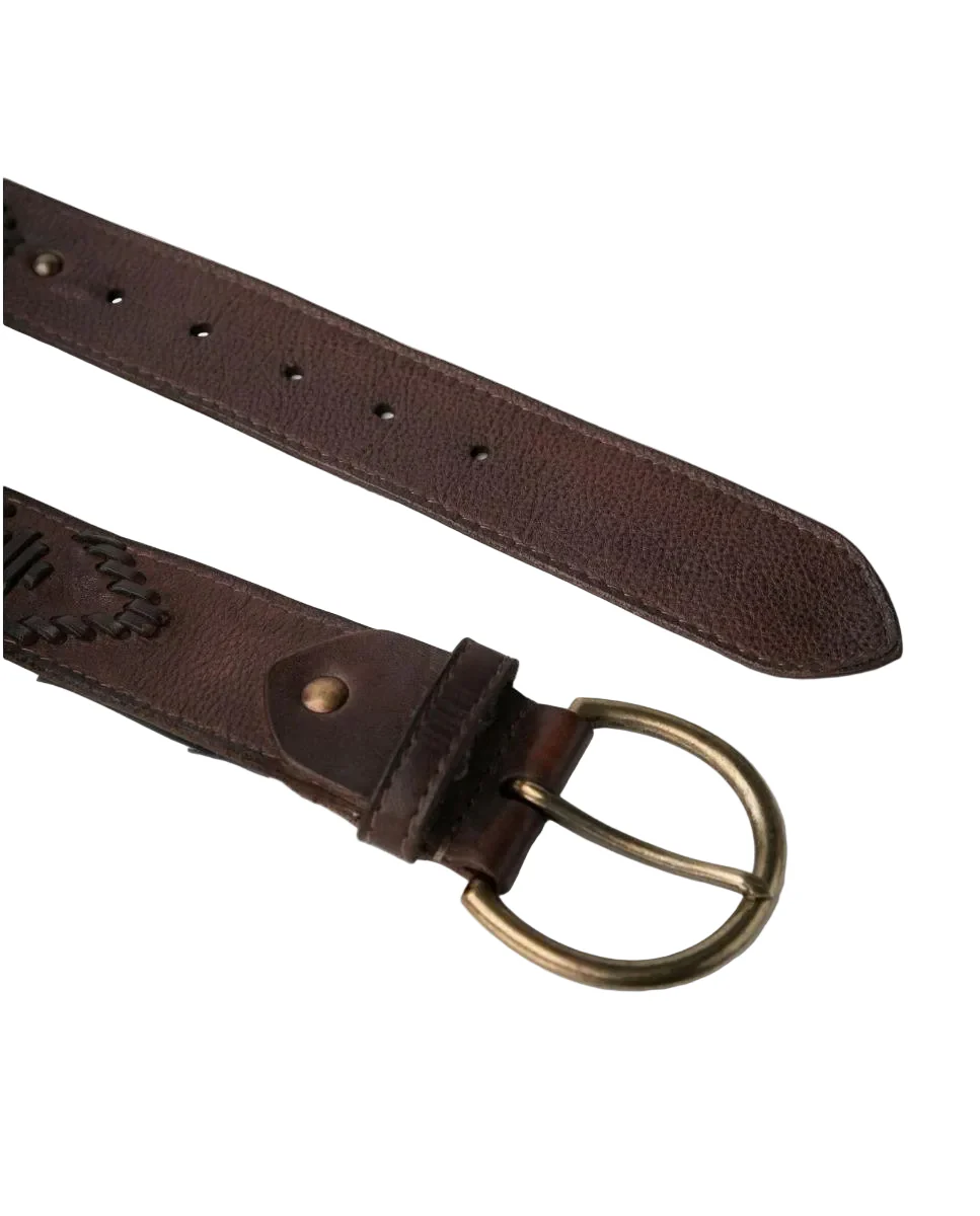 Biba Cintura Donna Pelle Marrone con Infilature - immagine 2