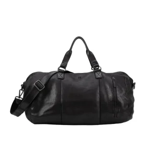 Biba Borsone da Viaggio in Pelle Nero con Tracolla