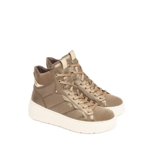Nero Giardini Sneakers Alta Donna Platform in Pelle Argilla