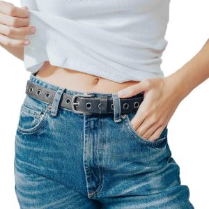 Cinture Donna Pelle Nero Occhielli