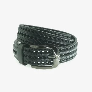 Cintura intrecciata in Pelle Nera
