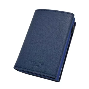 Moero Pro Plus Saffiano Blu Zip Portafoglio Slim