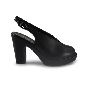 Gianmarco Sorelli Sandali Chanel con Tacco Alto e Plateau in Pele Nera