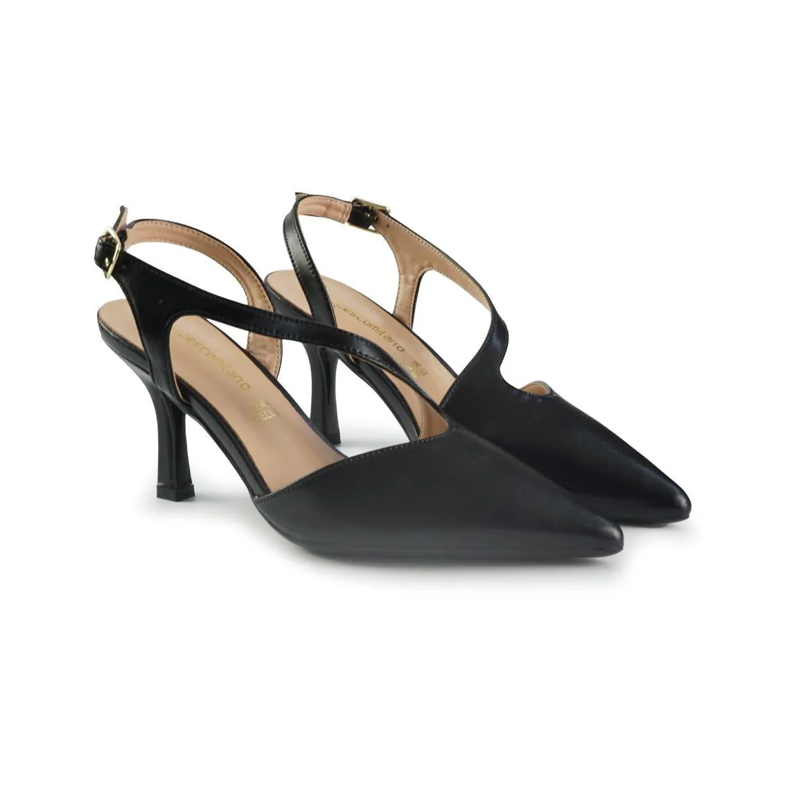 Francesco Milano Decollete in Pelle Nero con Cinturino alla Caviglia - immagine 4