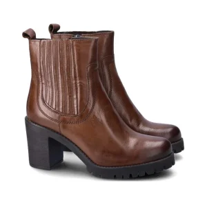 Stivaletti Donna Tacco Largo Pelle Marrone