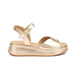 Frau Sandali con Zeppa Donna in Pelle Platino