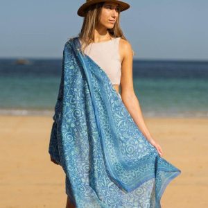 Foulard in Cotone Stampato Fantasia Azzurro