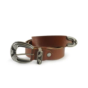 Spatarella Cintura Donna in Pelle Cuoio con Fibbia Texana