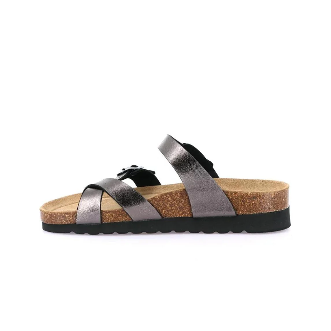 Grunland Sandali Infradito Donna Plantare Sughero Doppia Fibbia Antracite - immagine 4